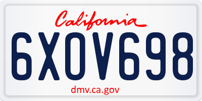 CA license plate 6XOV698
