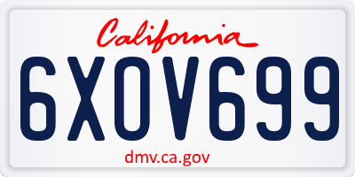 CA license plate 6XOV699