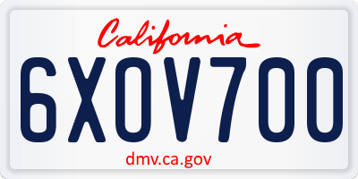 CA license plate 6XOV700