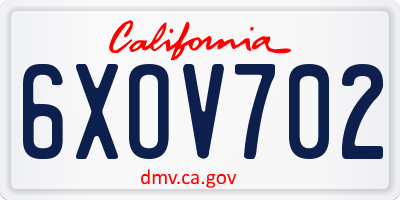 CA license plate 6XOV702