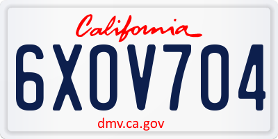 CA license plate 6XOV704