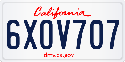 CA license plate 6XOV707