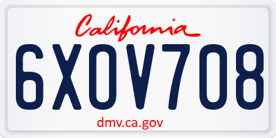 CA license plate 6XOV708