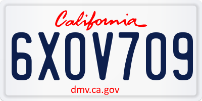CA license plate 6XOV709
