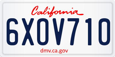 CA license plate 6XOV710