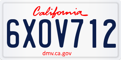 CA license plate 6XOV712