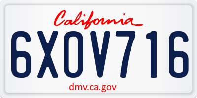 CA license plate 6XOV716
