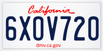CA license plate 6XOV720