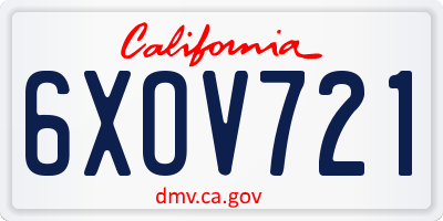 CA license plate 6XOV721