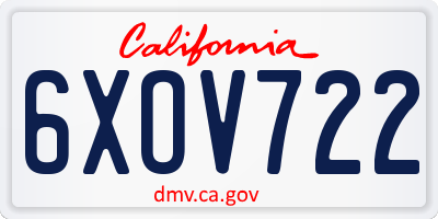 CA license plate 6XOV722