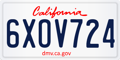 CA license plate 6XOV724