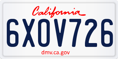 CA license plate 6XOV726