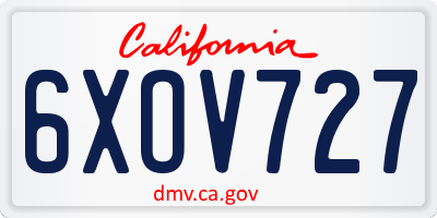 CA license plate 6XOV727