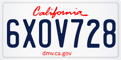 CA license plate 6XOV728