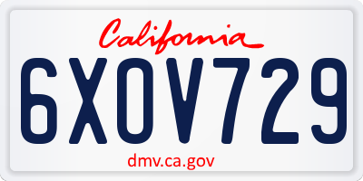 CA license plate 6XOV729