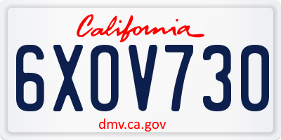 CA license plate 6XOV730