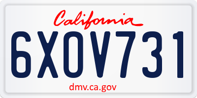 CA license plate 6XOV731