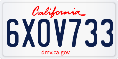 CA license plate 6XOV733