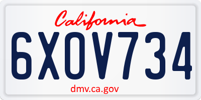 CA license plate 6XOV734