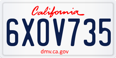 CA license plate 6XOV735