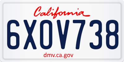 CA license plate 6XOV738