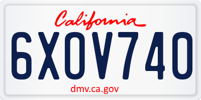 CA license plate 6XOV740