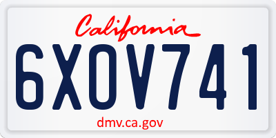 CA license plate 6XOV741