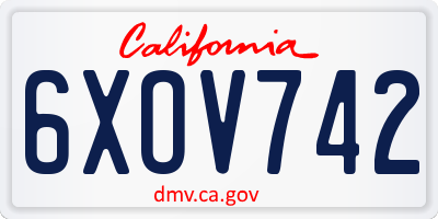 CA license plate 6XOV742