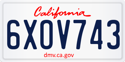 CA license plate 6XOV743