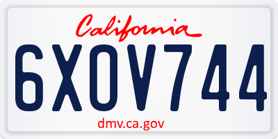 CA license plate 6XOV744