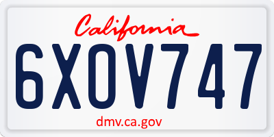 CA license plate 6XOV747
