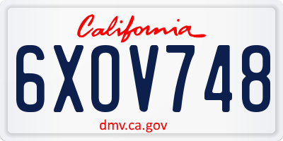 CA license plate 6XOV748
