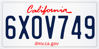 CA license plate 6XOV749