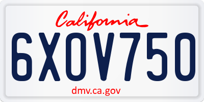 CA license plate 6XOV750