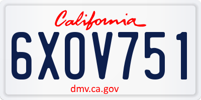 CA license plate 6XOV751