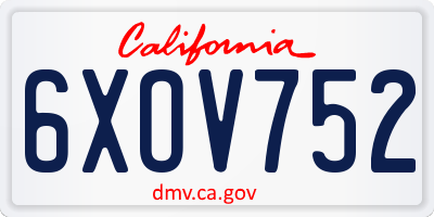CA license plate 6XOV752