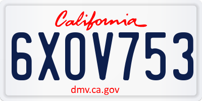CA license plate 6XOV753