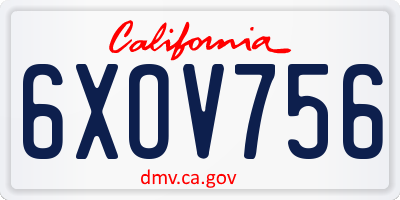 CA license plate 6XOV756