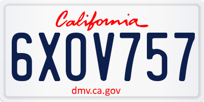 CA license plate 6XOV757