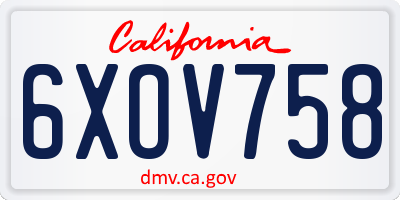 CA license plate 6XOV758