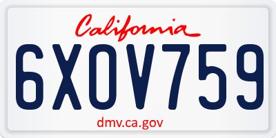 CA license plate 6XOV759