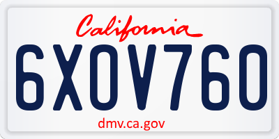 CA license plate 6XOV760