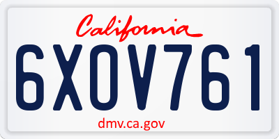 CA license plate 6XOV761