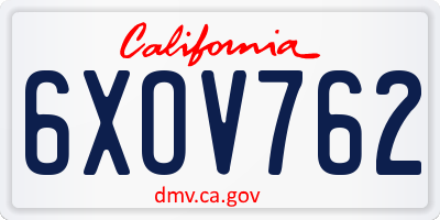 CA license plate 6XOV762
