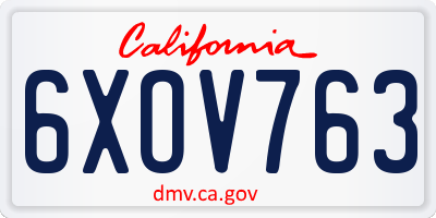 CA license plate 6XOV763