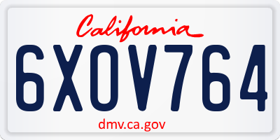 CA license plate 6XOV764