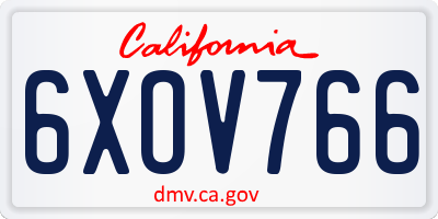 CA license plate 6XOV766
