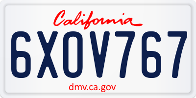 CA license plate 6XOV767