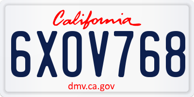 CA license plate 6XOV768