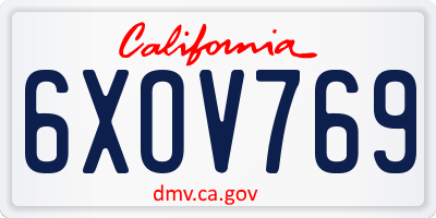 CA license plate 6XOV769